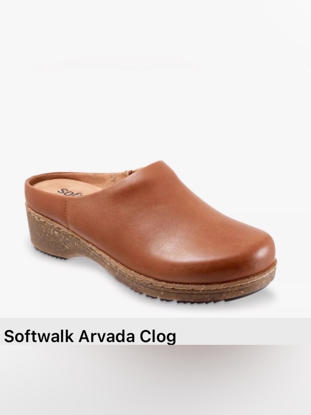 Softwalk Arvada Tan Upper Leather Slip-On Clogs